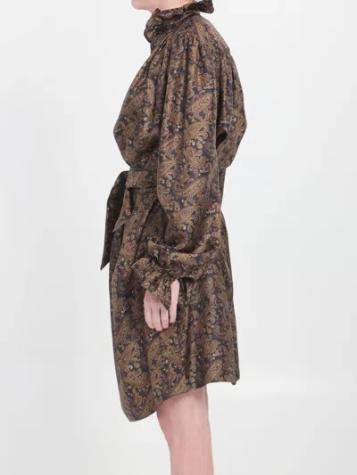 Saint Laurent Printed Twill Dress In Multi