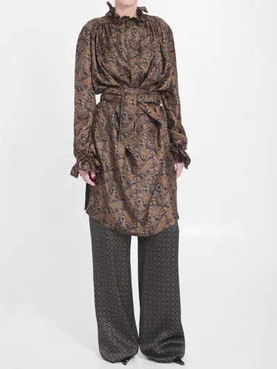 Saint Laurent Printed Twill Dress In Multi