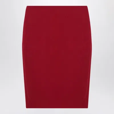 Saint Laurent Satin Pencil Skirt In Red