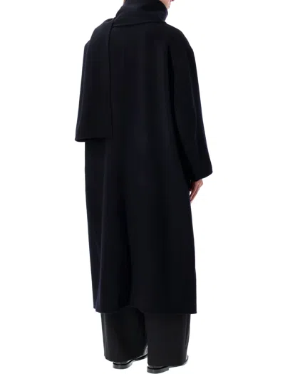 Soeur Finn Long Coat In Navy Blue In Black