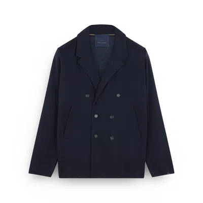 Paul & Shark Merino Extrafinewool Double-breasted Jacket In Blue