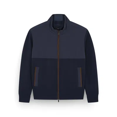 Paul & Shark Hybrid Jacket In Wool And Cashmere With Suede And Typhoon® Re-4x4 Stretch Details In Blue