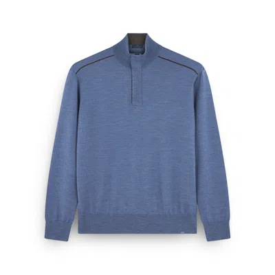 Paul & Shark Merino Extrafine Half Zip Sweater In Blue