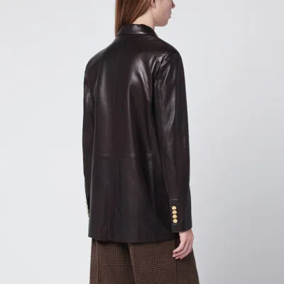 Tagliatore Brown Leather Doublebreasted Jacket In Black