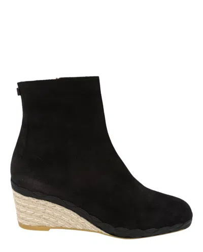 Ferragamo Canaria Suede Espadrille Wedge Boot In Black