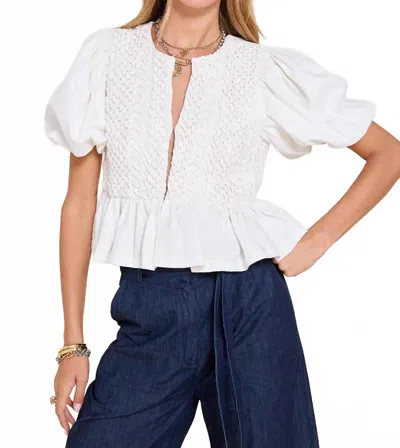 Scarlett Poppies Corinne Smocked Top In White In White