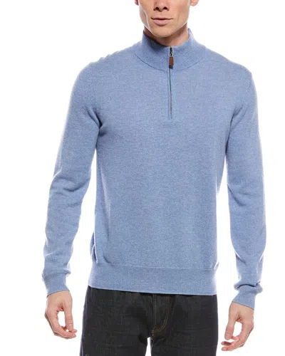 Mette Cashmere 1/4-zip Mock Neck Sweater In Blue