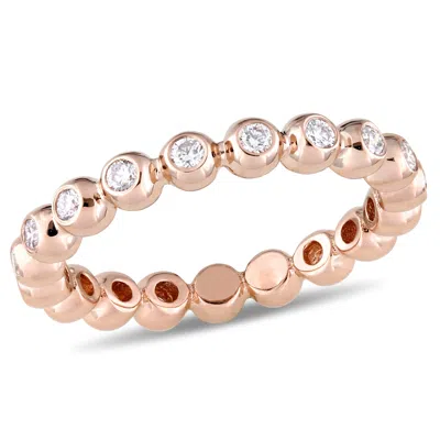 Mimi & Max 1/2ct Tw Bezel-set Diamond Scalloped Eternity Ring 14k Rose Gold In Pink