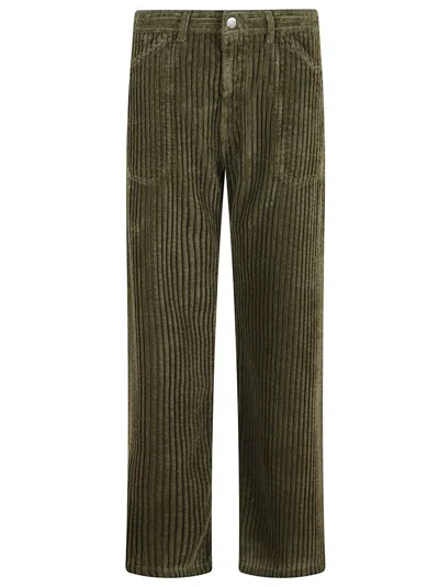 Massimo Alba Military Green Corduroy Trousers With Iconic Patch Detail In Green