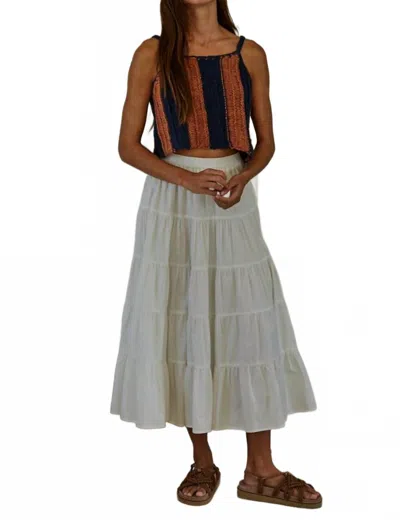 By Together Knit Crochet Striped Spaghetti Strap Top In Navy/camel In Multi