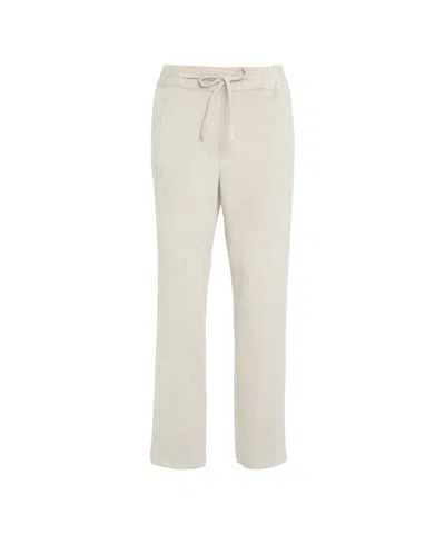 Gender Straight-cut Corduroy Trousers With Drawstring Waist In White