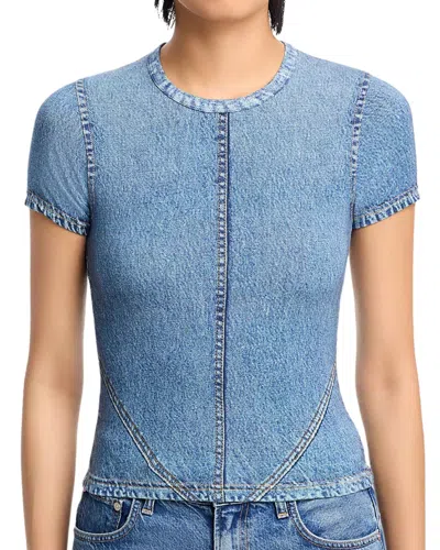 Rag & Bone Miramar Jersey Baby Tee Top In Minetta In Blue