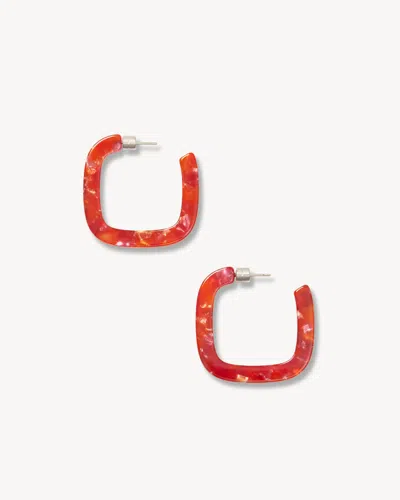 Machete Midi Square Hoops In Saffron In Red