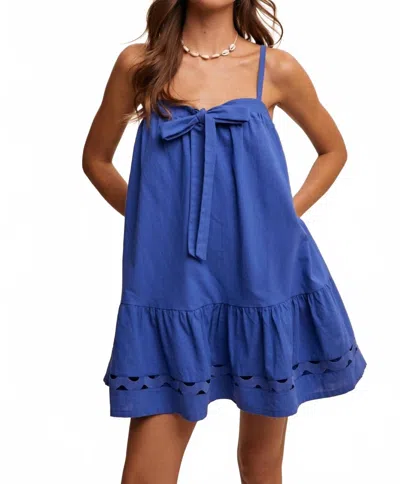 Listicle Front-tie Tunic Dress In Blue In Blue