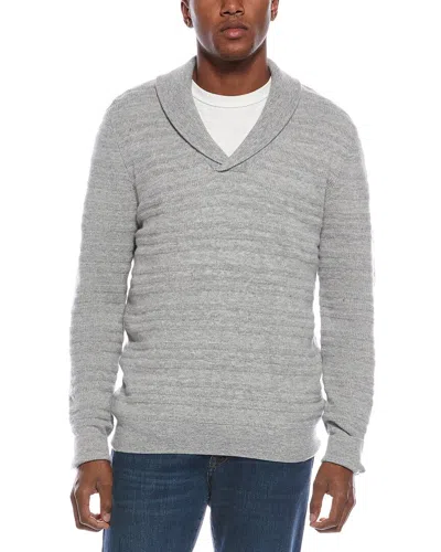 Kier + J Shawl Collar Fancy Stitch Wool & Cashmere-blend Pullover In Gray