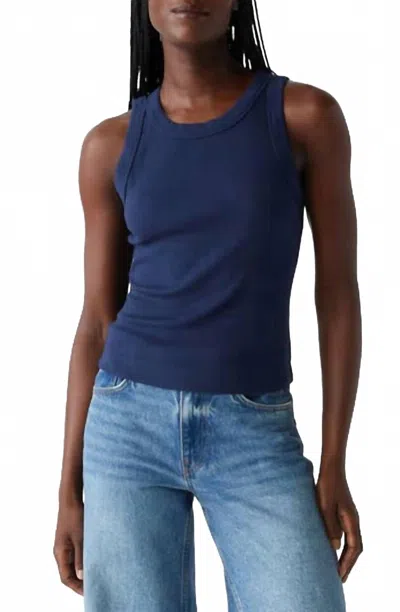 Michael Stars Gina Ribbed Crop Tank In Nocturnal In Blue