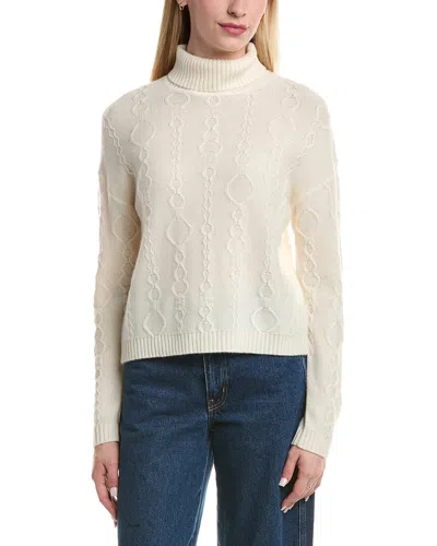 Bruno Magli Modern Cable Turtleneck Wool & Cashmere-blend Sweater In White