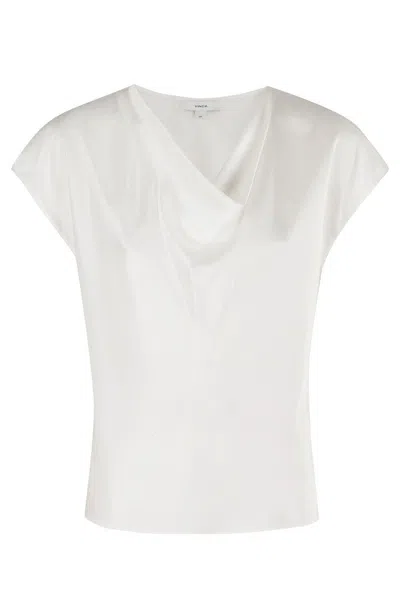 Vince Cowl Nk Cap Slv Blouse In White