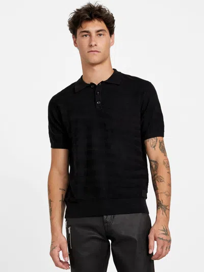 Guess Factory Lucas Sweater-knit Polo In Black
