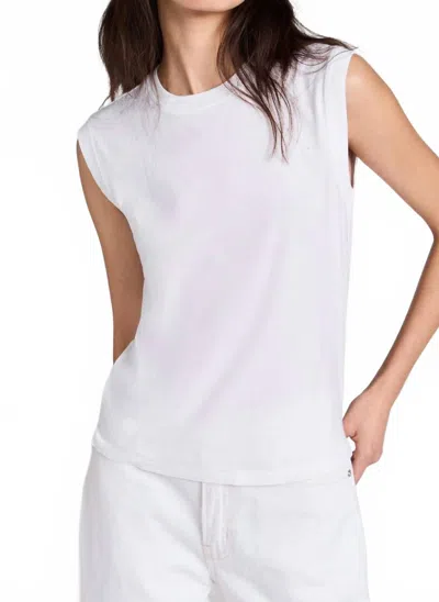 Frame Muscle Crew Tank Top In White In White