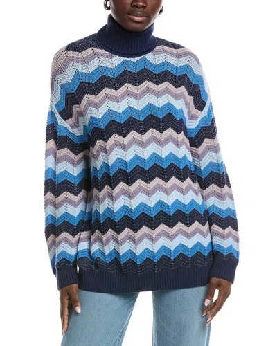 M Missoni Oversized Turtleneck Wool-blend Sweater In Blue
