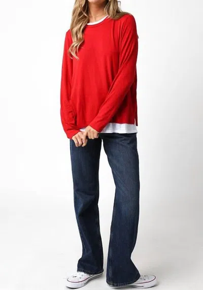 Olivaceous Kelly Layered Sweater In Red