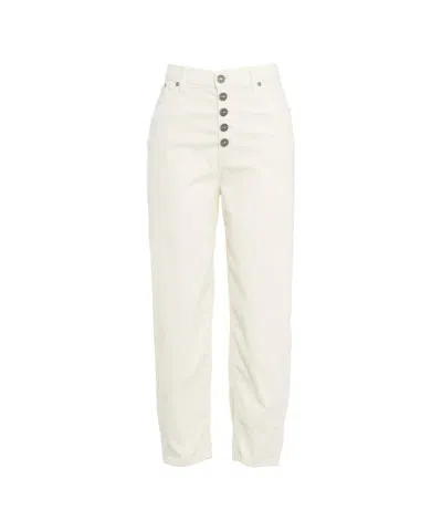 Dondup High Waist Relaxed Fit Trousers With Decorative Buttons In Multi