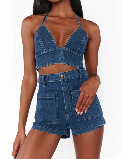 Show Me Your Mumu Palm Springs Top In Moonlit Blue In Blue