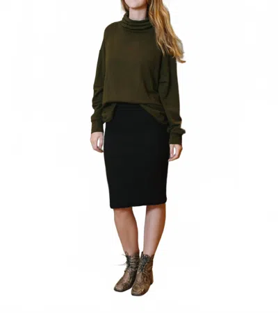 Alabama Chanin Essential Waffle Skirt In Black In Black