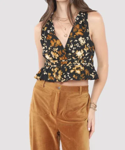 Sadie & Sage With Ease Vneck Peplum Top In Black Multi In Multi