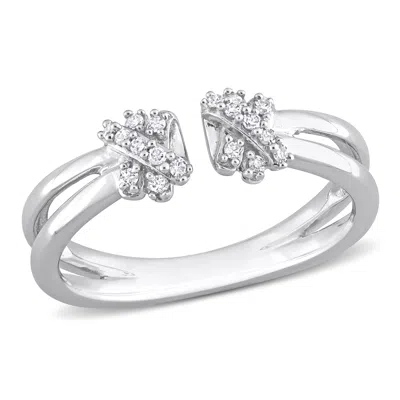 Mimi & Max 1/10ct Tdw Diamond Split-shank Open Ring 14k White Gold In Multi