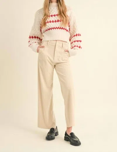 Miou Muse Mixed Corduroy With Pocket Pants In Cream In White