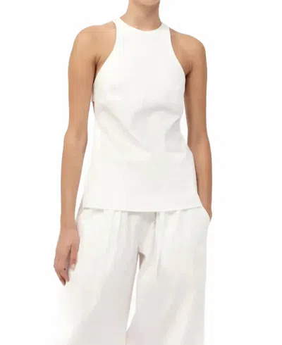 St Agni Racerback High Neckline Top In White In White