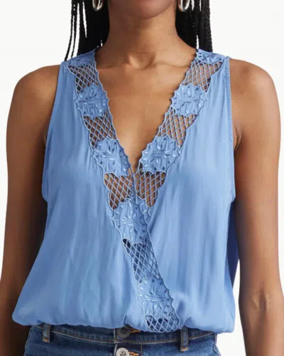 Ramy Brook Daisy Embroidered Tank Top In Cornflower In Blue