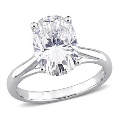 Mimi & Max 4 1/2ct Dew Oval Shaped Created Moissanite Solitaire Ring 10k White Gold In Metallic