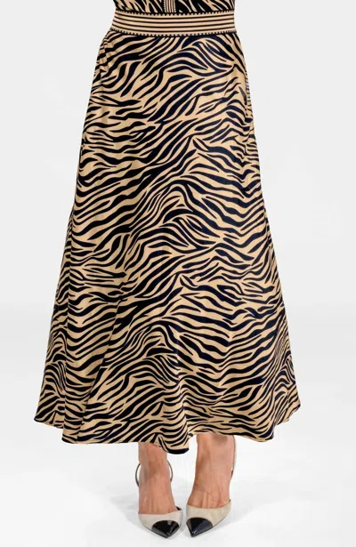Gretchen Scott Twirl Skirt In Zebra Khaki In Brown