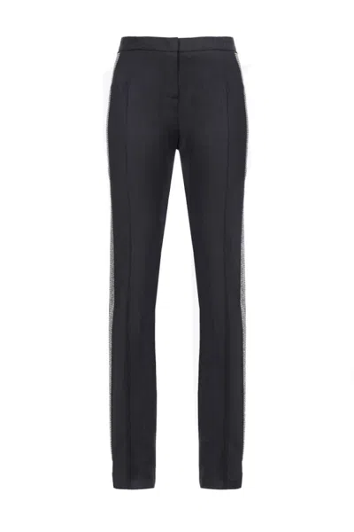 Pinko Trousers With Side Detailing And Fabric Blend In Black