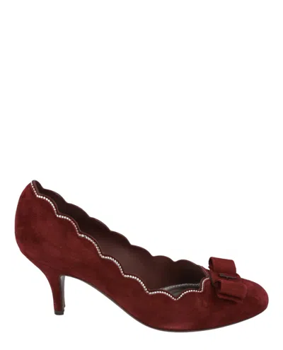 Ferragamo Carla Stud Embellished Vara Bow Pump In Blue