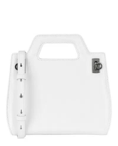 Ferragamo Mini Wanda Leather Top-handle Bag In White
