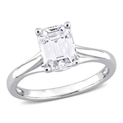 Mimi & Max 1 3/4ct Dew Emerald Cut Created Moissanite Solitaire Ring 10k White Gold In Metallic