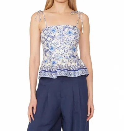 Gilner Farrar Lyra Tie Strap Top In Bridgerton Print In Blue