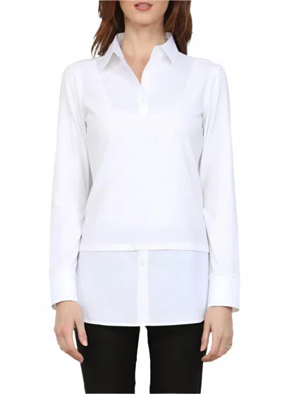 Hinson Wu Ava Long Sleeve Top In White In Pattern