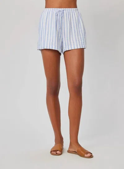 Bella Dahl Contrast Tie Flowy Shorts In Blue Sky Stripe In Blue
