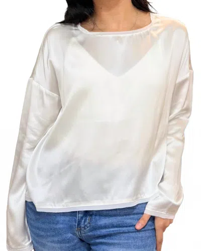 Go By Go Silk Go On The Edge Long Sleeve Top In White In White