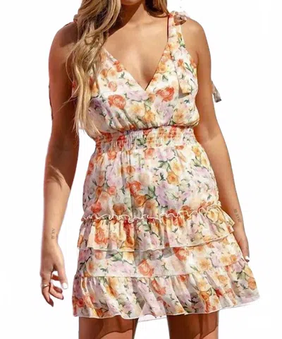 Peach Love Poppy Floral Mini Dress In Multi In Multi