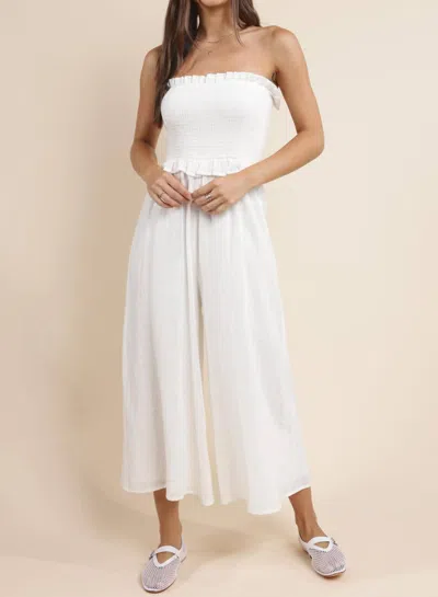 Sadie & Sage Smocked Bodice Jumpsuit In White In White