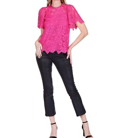 Jade Short Sleeve Lace Top In Fuchsia In Pink