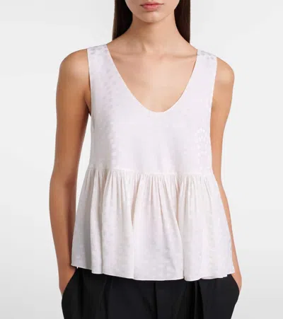 Chloé Dot Silk Jacquard Sleeveless Peplum Blouse In White