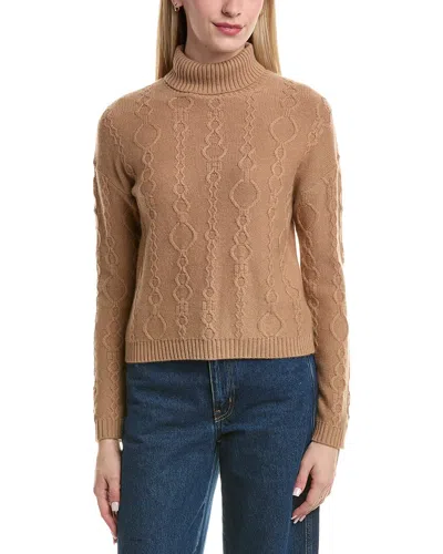 Bruno Magli Modern Cable Turtleneck Wool & Cashmere-blend Sweater In Brown