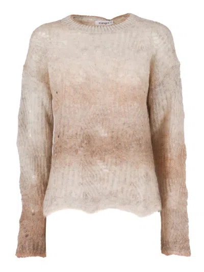 Kangra Cashmere Crew Neck Sweater With A Shadered Effect In Multi